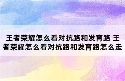 王者荣耀怎么看对抗路和发育路 王者荣耀怎么看对抗路和发育路怎么走